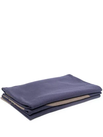 Etro Home Two-tone Wool Throw In Blue