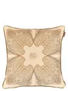 Etro Home Velvet Pillow Cushions Beige In Gold