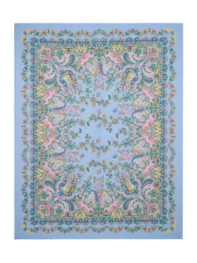 Etro Home Wool Plaid With Flower And Paisley Print In Multicolour
