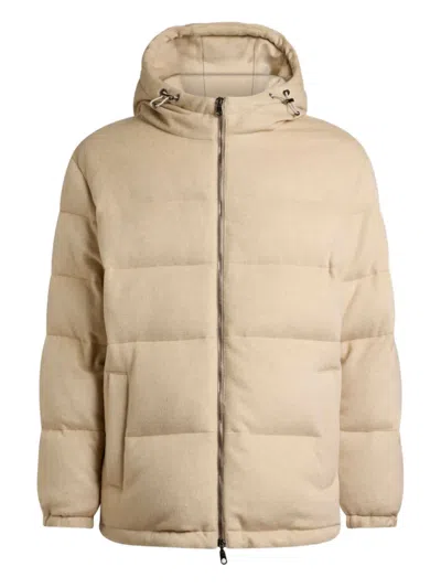 Etro Hooded Cashmere Down Jacket In Brown