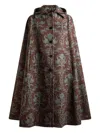 Etro Hooded Floral-pattern Cape In Red