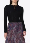 Etro Black Hooded Sweater In Silk Blend In Gray