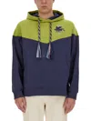 Etro Logo Hooded Sweatshirt Kangaroo Pocket In Green