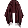 Etro Hooded Wool Paisley Fringe Scarf In Burgundy