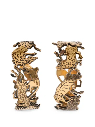 Etro Hoop Earrings With Animals In Gold