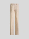 Etro , Slub Linen-blend Trousers, Woman, Beige, Size 46 In Beige