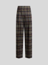 Etro Grey Check-pattern Stretch Wool Trousers In Multi