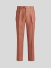 Etro , Linen And Cotton Slub Trousers, Man, Pink, Size 54 In Rosa