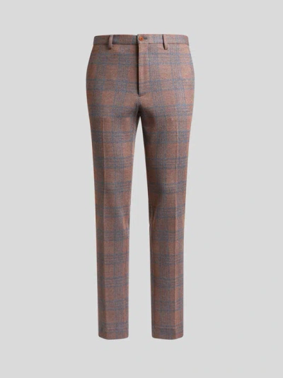 ETRO , CHECK TROUSERS, MAN, ORANGE, SIZE 58