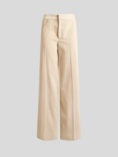 Etro , Hose Mit Weitem Bein Aus Cordsamt Aus Baumwolle, Damen, Beige, Grösse 50 In Brown