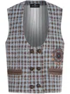 Etro Gilet In Misto Lana Ricamata Donna In Blue