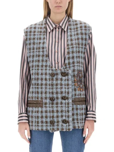 Etro Houndstooth Over Vest In Multi