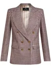 Etro Houndstooth-pattern Double-breasted Jacket In White