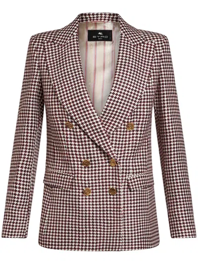 ETRO HOUNDSTOOTH-PATTERN DOUBLE-BREASTED JACKET