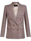 Etro Houndstooth-pattern Double-breasted Jacket In Bordeaux