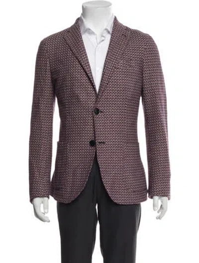 Pre-owned Etro Houndstooth Print Blazer In Burgundy