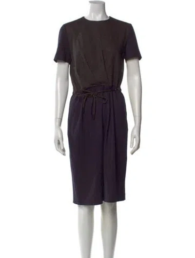 Pre-owned Etro Houndstooth Print Knee-length Dress In Blue