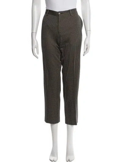Pre-owned Etro Houndstooth Print Straight Leg Pants In Green