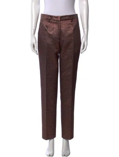 Pre-owned Etro Houndstooth Print Straight Leg Pants In Red