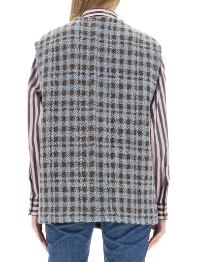 Etro Houndstooth Virgin Wool Vest In Multicolor