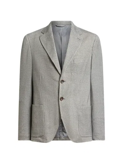Etro Houndstooth-motif Blazer In Gray