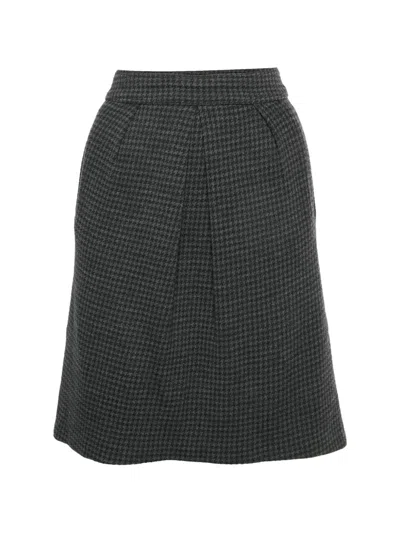 Pre-owned Etro Houndstooth-pattern Mini Skirt In Gray