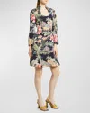 ETRO IDILLIUM PAISLEY U-NECK LONG-SLEEVE DRESS