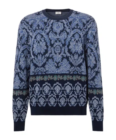 Etro Inlaid Long-sleeved Sweater In Blue