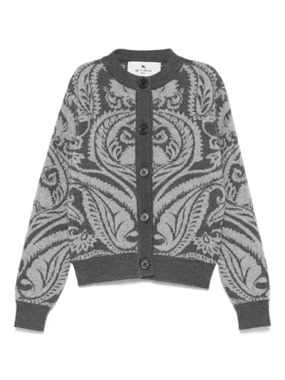 Etro Kids' Intarsia-knit Cardigan In Grey