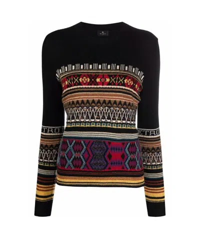 Etro Intarsia-knit Jumper In Black