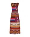 Etro Artisan Patchwork Sleeveless Knit Maxi Dress In Brown