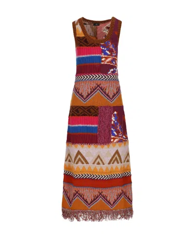 ETRO ETRO LONG PATCHWORK KNITTED SLEEVELESS DRESS