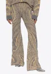 Etro Intarsia Knit Wool Flared Pants