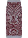Etro Wool Pencil Midi Skirt With Elastic Waistband In Grey