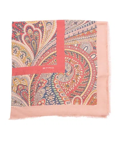 Etro Intricate Paisley Modal Shawl In Pink