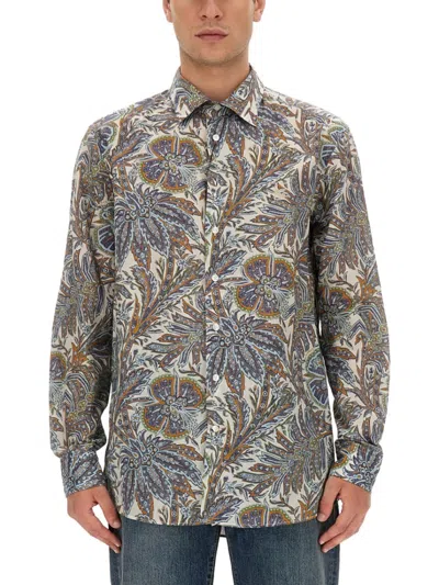 Etro Men's Paisley Print Shirt In Blue