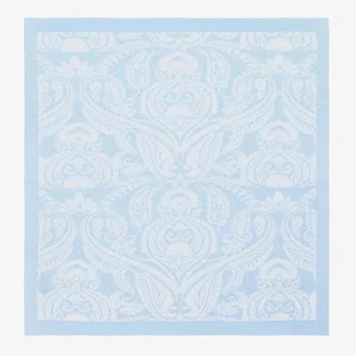 Etro Ivory & Blue Paisley Wool Knit Blanket (78cm) In Burgundy