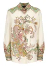 Etro Multicolor Shirt With Classic Collar And All-over Paisley Print In Cotton And Silk Woman In Neutrals