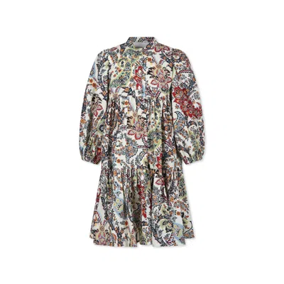 Etro Kids' Ivory Dress For Girl With Floral Paisley Print In Multi