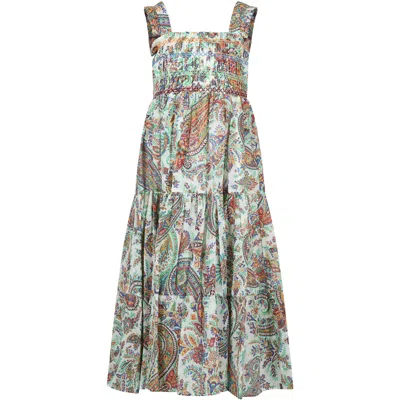 Etro Kids' Ivory Dress For Girl With Paisley Pattern