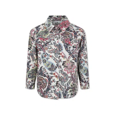 Etro Kids' Ivory Jacket For Girl With Floral Paisley Print In Multicolor