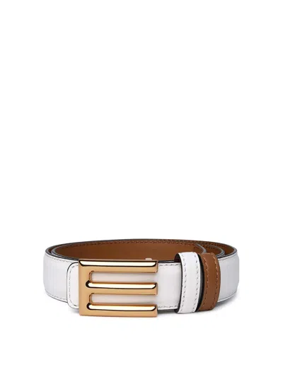 Etro Ivory Leather Belt In Cream