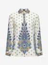 Etro Ivory Paisley Print Silk Twill Shirt