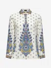 Etro Ivory Paisley Print Silk Twill Shirt In Crema/multicolour