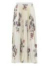 Etro Pleated Midi Skirt With Floral Print In Neutral