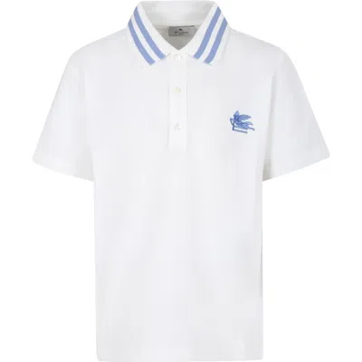 Etro Kids' Ivory Polo Shirt For Boy With Pegasus