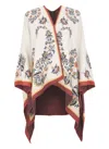 Etro White Blossom Cape In Neutrals