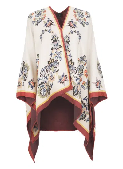ETRO ETRO IVORY PONCHO WITH PRINT