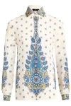 Etro Daisy Print Button-up Silk Shirt In Neutrals