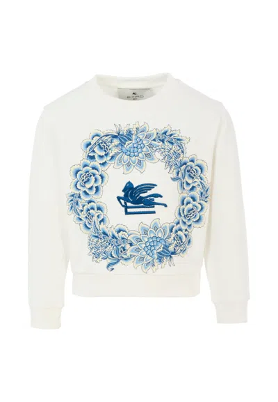 ETRO IVORY SWEATSHIRT FOR GIRL WITH FLORAL PRINT